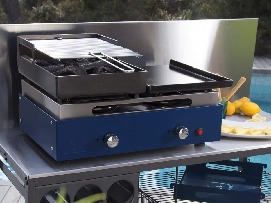 Barbecue plancha au gaz et au charbon de bois  ☀ Verycook