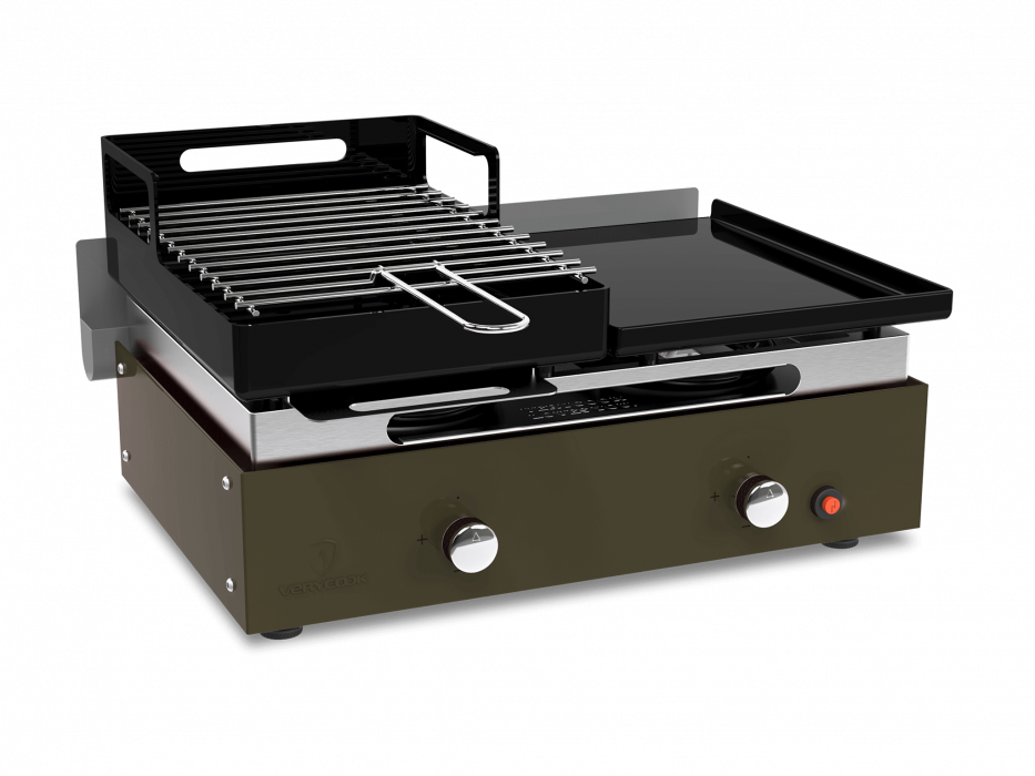 Barbecue plancha au gaz et au charbon de bois  ☀ Verycook
