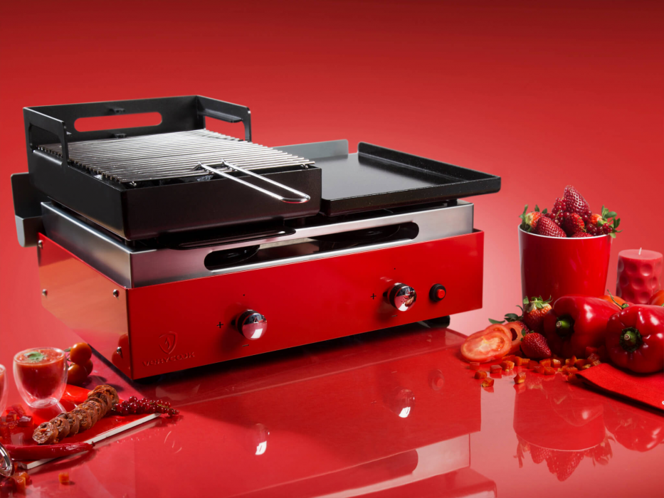 Barbecue plancha au gaz et au charbon de bois  ☀ Verycook