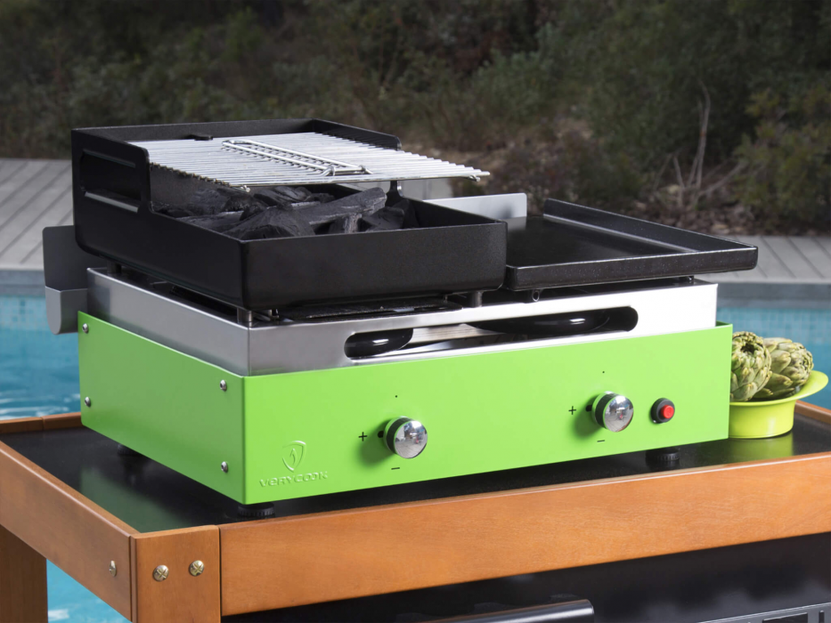 Barbecue plancha au gaz et au charbon de bois  ☀ Verycook